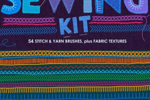 54个缝纫机服装针织刺绣procreate纹理笔刷下载