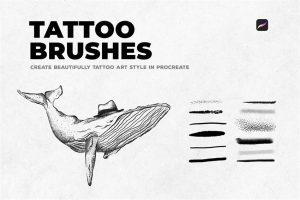 12个碳素素描纹身刺青设计手写procreate笔刷资源下载