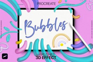 15个3d糖果色立体手绘procreate笔刷素材图案百度云下载