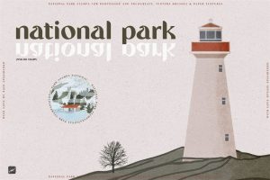 100个森林公园动物植物邮票海报图案procreate笔刷资源下载
